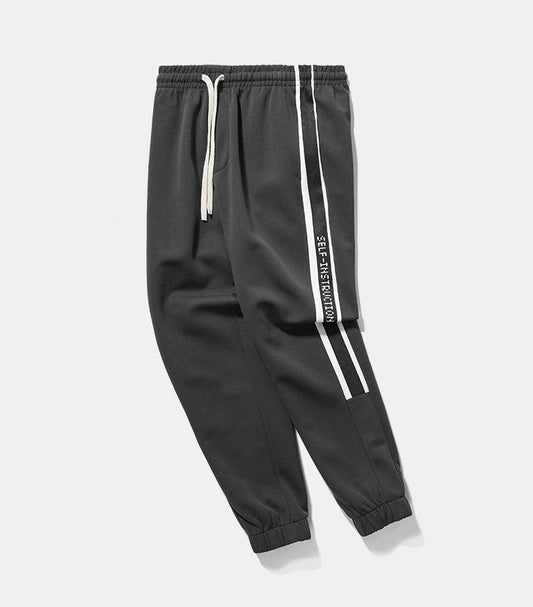 Side striped elastic waist elastic beam men's retro sweatpants - AL MONI EXPRESS