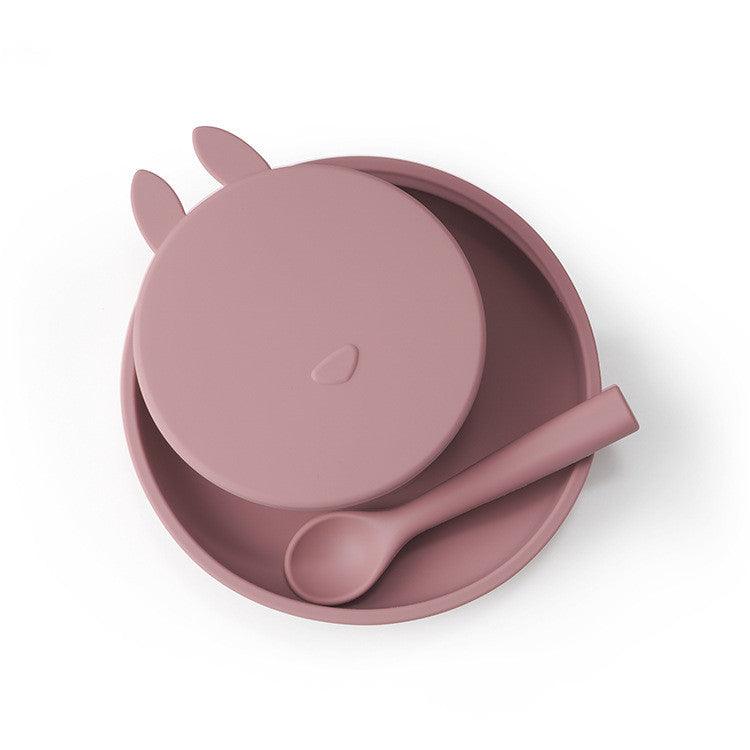 Silicone Baby Dinner Plate Complementary Food Rabbit Bowl Three-piece Set - Almoni Express