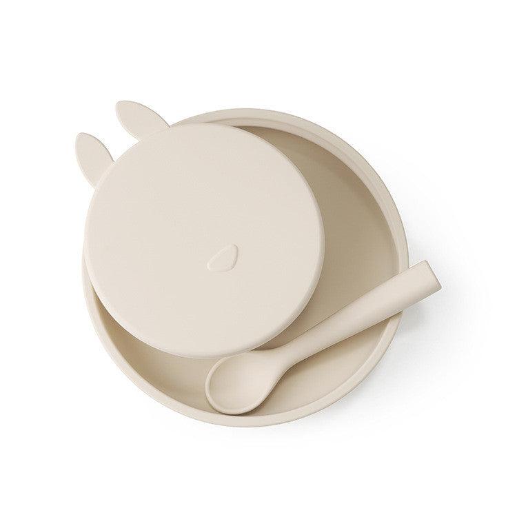 Silicone Baby Dinner Plate Complementary Food Rabbit Bowl Three-piece Set - Almoni Express