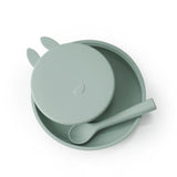 Silicone Baby Dinner Plate Complementary Food Rabbit Bowl Three-piece Set - Almoni Express