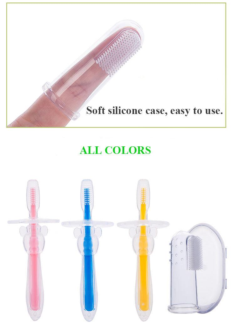 Silicone Baby Toothbrush Kids Teether Training Tool Clear Massager - Almoni Express