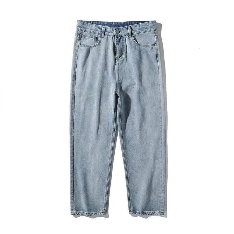 Simple Pure Color Jeans Men's Washed - AL MONI EXPRESS