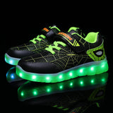 Size 26-37 Kids Led USB Recharge Glowing Shoes Children's Hook Loop - Almoni Express