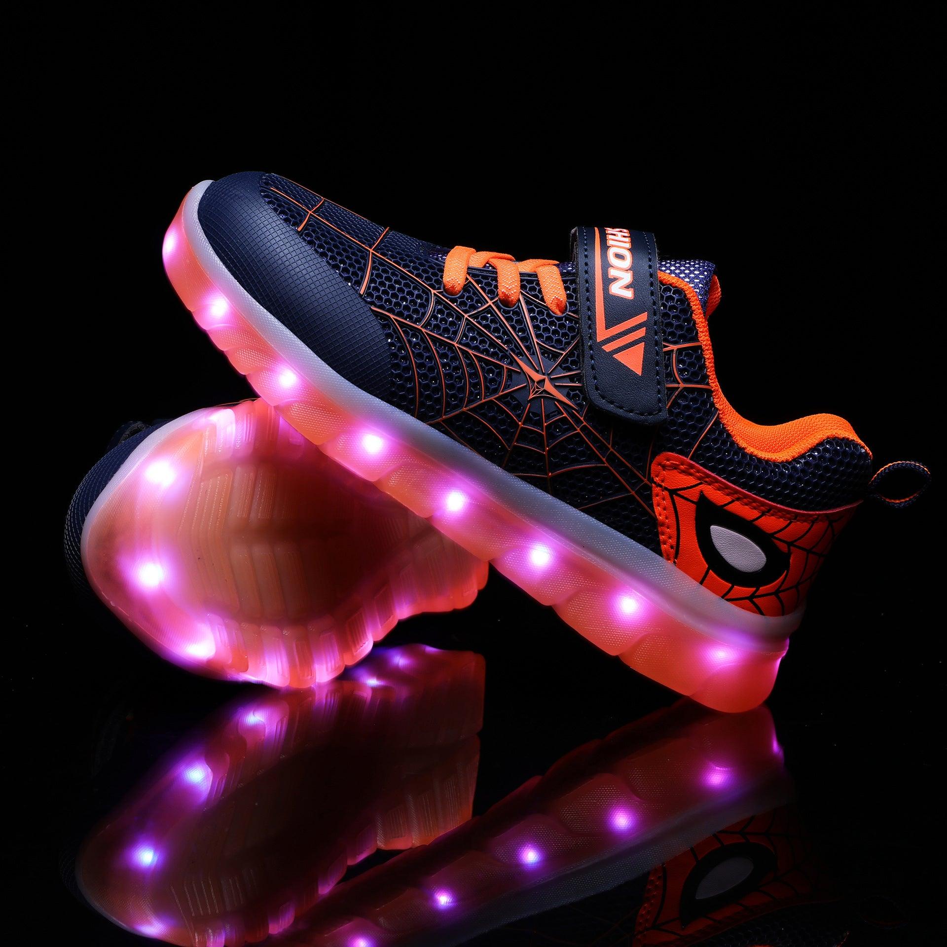 Size 26-37 Kids Led USB Recharge Glowing Shoes Children's Hook Loop - Almoni Express