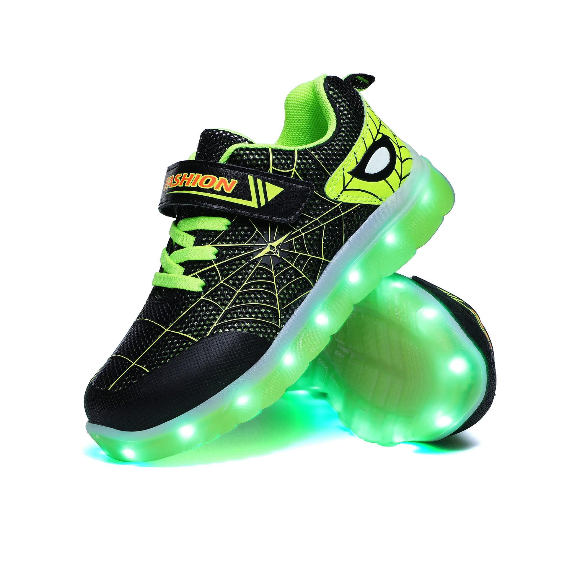 Size 26-37 Kids Led USB Recharge Glowing Shoes Children's Hook Loop - Almoni Express