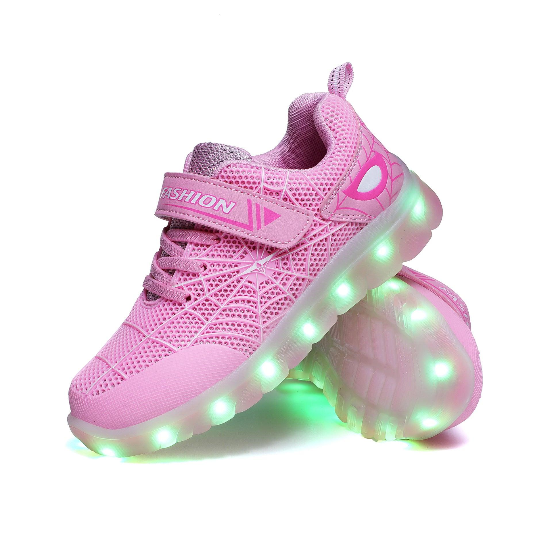 Size 26-37 Kids Led USB Recharge Glowing Shoes Children's Hook Loop - Almoni Express