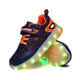 Size 26-37 Kids Led USB Recharge Glowing Shoes Children's Hook Loop - Almoni Express