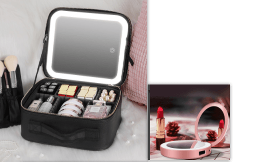 Smart LED Cosmetic Case With Mirror Cosmetic Bag Large Capacity Fashion Portable Storage Bag Travel Makeup Bags - AL MONI EXPRESS