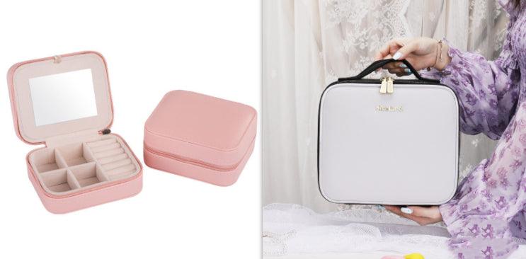 Smart LED Cosmetic Case With Mirror Cosmetic Bag Large Capacity Fashion Portable Storage Bag Travel Makeup Bags - AL MONI EXPRESS