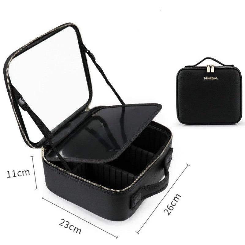 Smart LED Cosmetic Case With Mirror Cosmetic Bag Large Capacity Fashion Portable Storage Bag Travel Makeup Bags - AL MONI EXPRESS