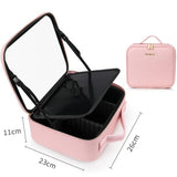 Smart LED Cosmetic Case With Mirror Cosmetic Bag Large Capacity Fashion Portable Storage Bag Travel Makeup Bags - AL MONI EXPRESS