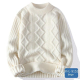 Soft Glutinous Men's Autumn And Winter Twisted Flower Round Neck Warm Sweater - Almoni Express