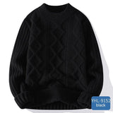 Soft Glutinous Men's Autumn And Winter Twisted Flower Round Neck Warm Sweater - Almoni Express