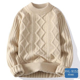 Soft Glutinous Men's Autumn And Winter Twisted Flower Round Neck Warm Sweater - Almoni Express