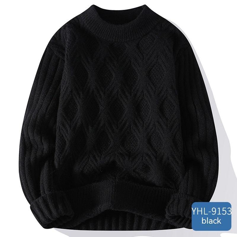 Soft Glutinous Men's Autumn And Winter Twisted Flower Round Neck Warm Sweater - Almoni Express