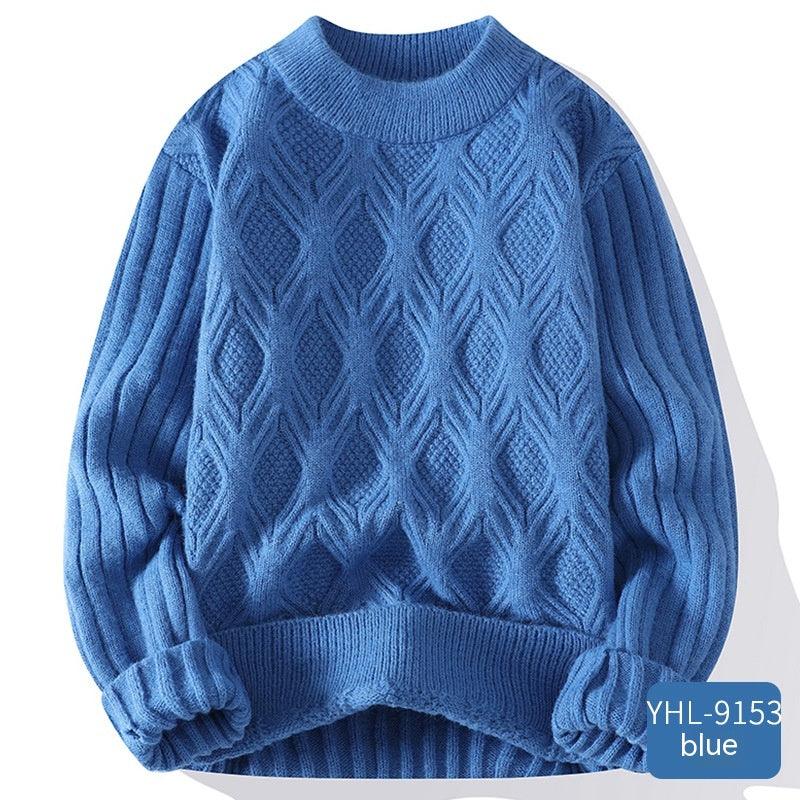 Soft Glutinous Men's Autumn And Winter Twisted Flower Round Neck Warm Sweater - Almoni Express