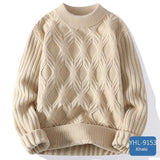 Soft Glutinous Men's Autumn And Winter Twisted Flower Round Neck Warm Sweater - Almoni Express