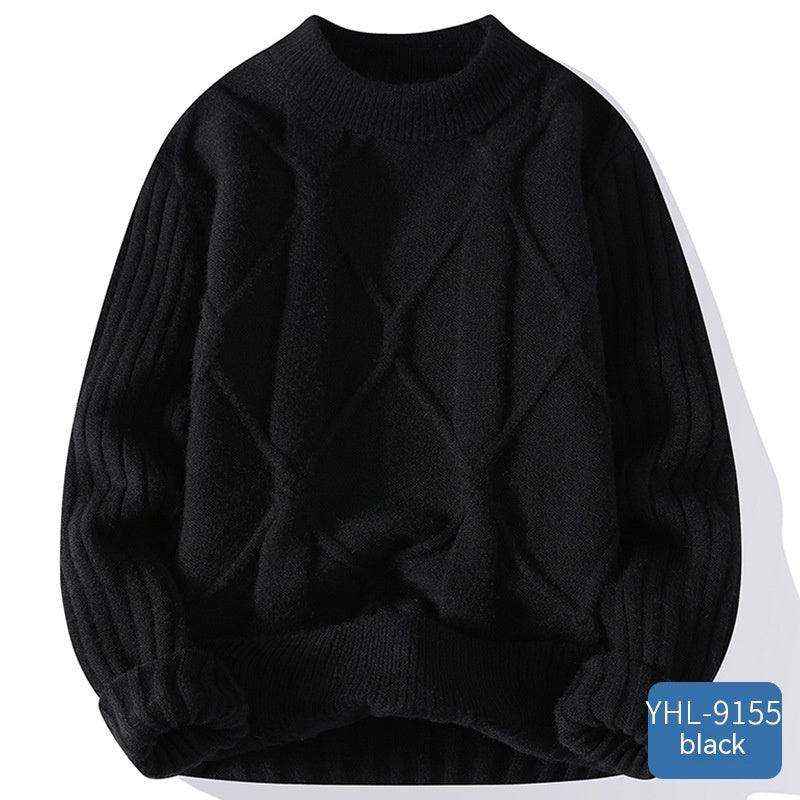 Soft Glutinous Men's Autumn And Winter Twisted Flower Round Neck Warm Sweater - Almoni Express