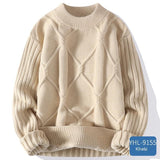 Soft Glutinous Men's Autumn And Winter Twisted Flower Round Neck Warm Sweater - Almoni Express