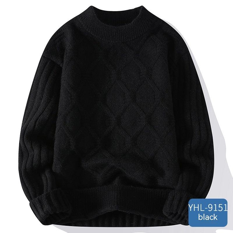 Soft Glutinous Men's Autumn And Winter Twisted Flower Round Neck Warm Sweater - Almoni Express