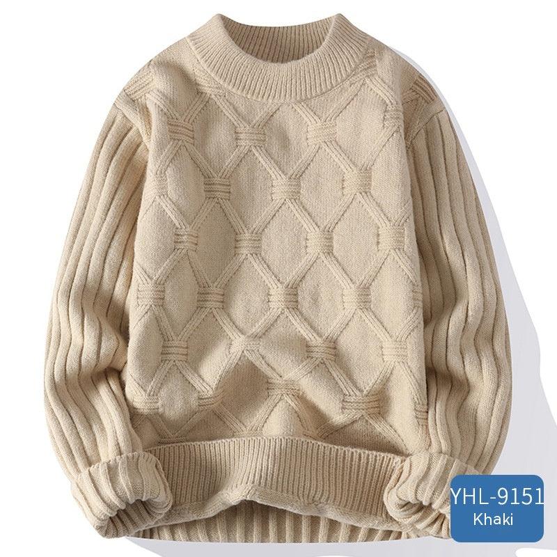 Soft Glutinous Men's Autumn And Winter Twisted Flower Round Neck Warm Sweater - Almoni Express