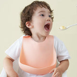 Soft Waterproof Silicone Baby Bib with Food Catcher, Baby Silicone Bib - Almoni Express