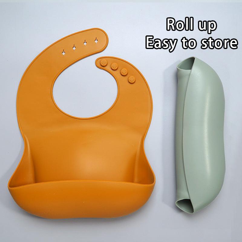 Soft Waterproof Silicone Baby Bib with Food Catcher, Baby Silicone Bib - Almoni Express