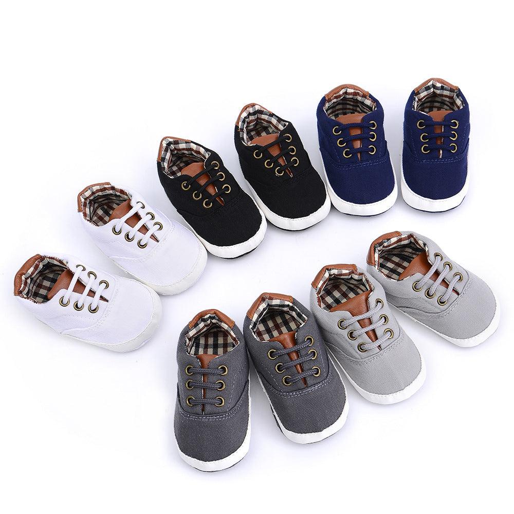 Solid color casual lace soft bottom baby canvas shoes baby shoes toddler shoes - Almoni Express