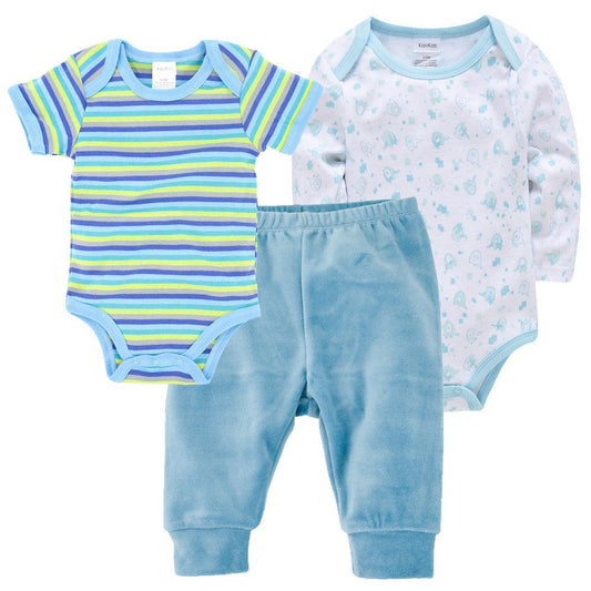 Solid Color Korean Newborn Baby Clothes Kids Set - Almoni Express