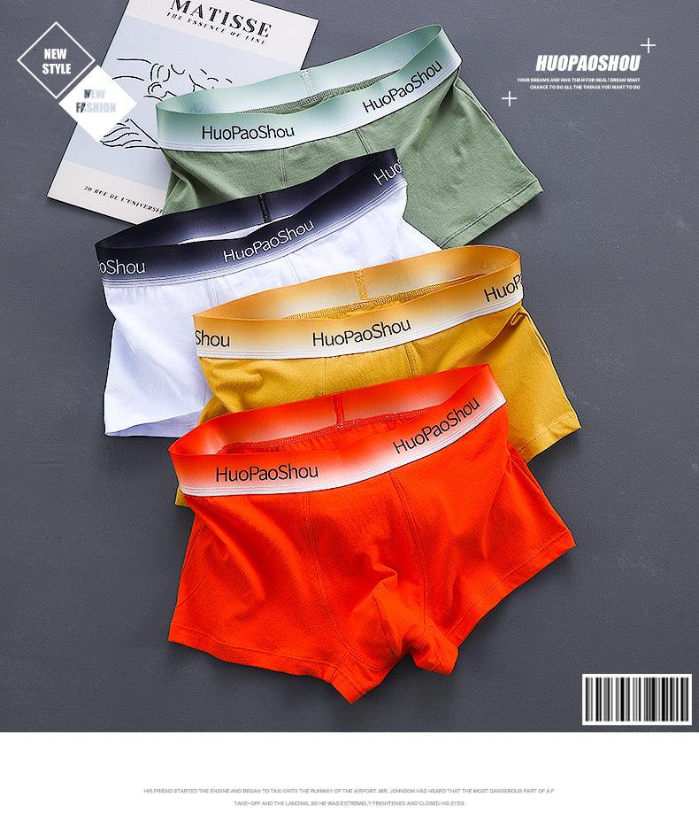 Solid Color Men's Boxer Men Panties Cotton Underpants Boxers - Almoni Express