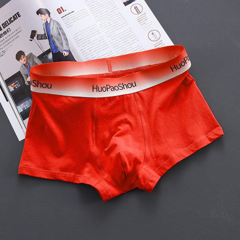 Solid Color Men's Boxer Men Panties Cotton Underpants Boxers - Almoni Express