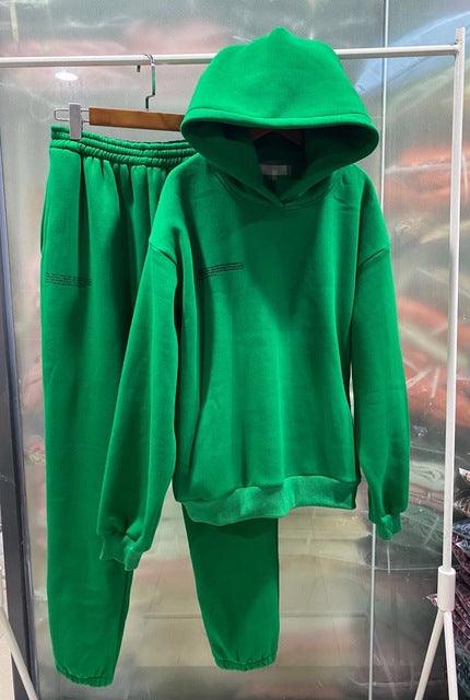 Solid Cotton Hooded Sweatshirts Hoodies Track Pants Joggers - Almoni Express