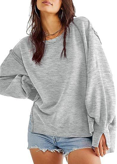 Solid Oversized Sweatshirt Crew Neck Long Sleeve Pullover Hoodies Tops Fashion Fall Women Clothes Winter - AL MONI EXPRESS