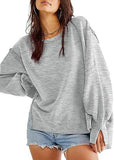 Solid Oversized Sweatshirt Crew Neck Long Sleeve Pullover Hoodies Tops Fashion Fall Women Clothes Winter - AL MONI EXPRESS