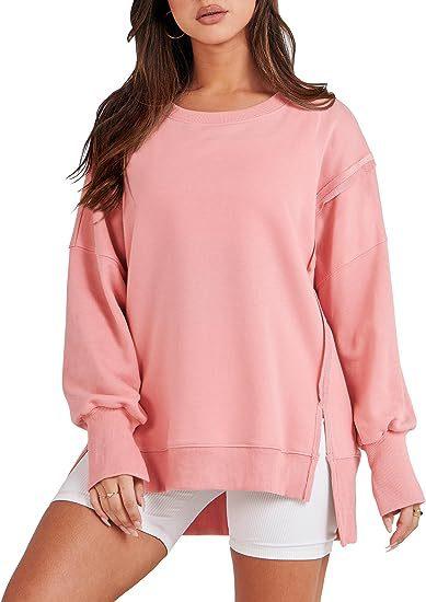 Solid Oversized Sweatshirt Crew Neck Long Sleeve Pullover Hoodies Tops Fashion Fall Women Clothes Winter - AL MONI EXPRESS