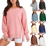 Solid Oversized Sweatshirt Crew Neck Long Sleeve Pullover Hoodies Tops Fashion Fall Women Clothes Winter - AL MONI EXPRESS