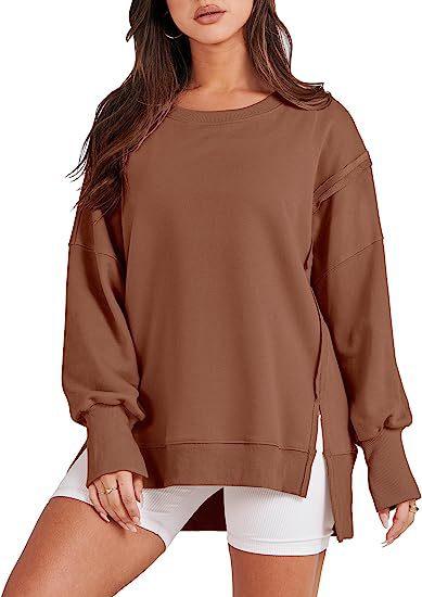 Solid Oversized Sweatshirt Crew Neck Long Sleeve Pullover Hoodies Tops Fashion Fall Women Clothes Winter - AL MONI EXPRESS