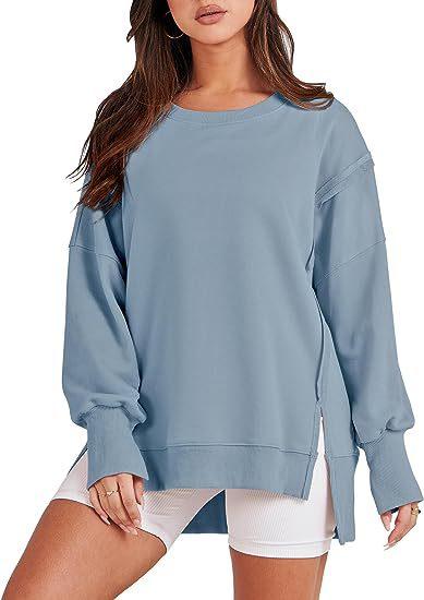 Solid Oversized Sweatshirt Crew Neck Long Sleeve Pullover Hoodies Tops Fashion Fall Women Clothes Winter - AL MONI EXPRESS