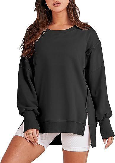 Solid Oversized Sweatshirt Crew Neck Long Sleeve Pullover Hoodies Tops Fashion Fall Women Clothes Winter - AL MONI EXPRESS