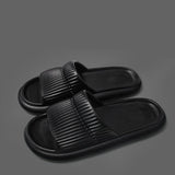 Solid Striped Design Home Slippers Women Men Fashion House Shoes Non-slip Floor Bathroom Slippers For Couple - AL MONI EXPRESS