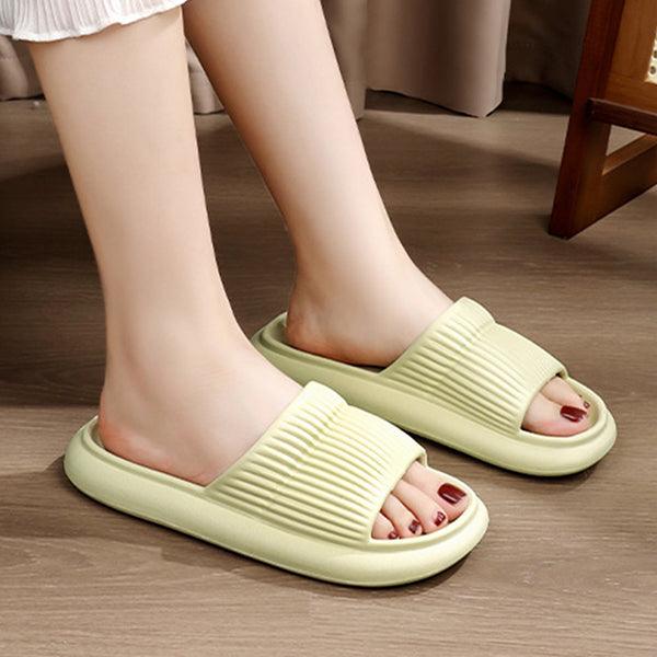 Solid Striped Design Home Slippers Women Men Fashion House Shoes Non-slip Floor Bathroom Slippers For Couple - AL MONI EXPRESS