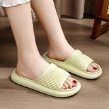 Solid Striped Design Home Slippers Women Men Fashion House Shoes Non-slip Floor Bathroom Slippers For Couple - AL MONI EXPRESS