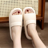 Solid Striped Design Home Slippers Women Men Fashion House Shoes Non-slip Floor Bathroom Slippers For Couple - AL MONI EXPRESS