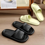 Solid Striped Design Home Slippers Women Men Fashion House Shoes Non-slip Floor Bathroom Slippers For Couple - AL MONI EXPRESS