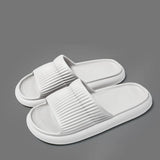 Solid Striped Design Home Slippers Women Men Fashion House Shoes Non-slip Floor Bathroom Slippers For Couple - AL MONI EXPRESS