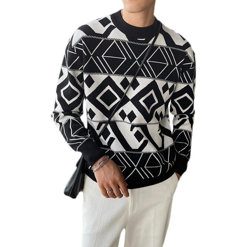 South Korea Light Ripening Wind Men's Geometric Jacquard Trend - Almoni Express