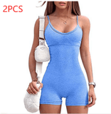 Spaghetti Strap Shorts Jumpsuit Sports Yoga Workout Tight Romper Women Fashion Fitness Sportwear - AL MONI EXPRESS