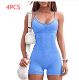 Spaghetti Strap Shorts Jumpsuit Sports Yoga Workout Tight Romper Women Fashion Fitness Sportwear - AL MONI EXPRESS