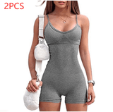 Spaghetti Strap Shorts Jumpsuit Sports Yoga Workout Tight Romper Women Fashion Fitness Sportwear - AL MONI EXPRESS