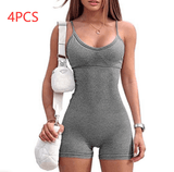 Spaghetti Strap Shorts Jumpsuit Sports Yoga Workout Tight Romper Women Fashion Fitness Sportwear - AL MONI EXPRESS